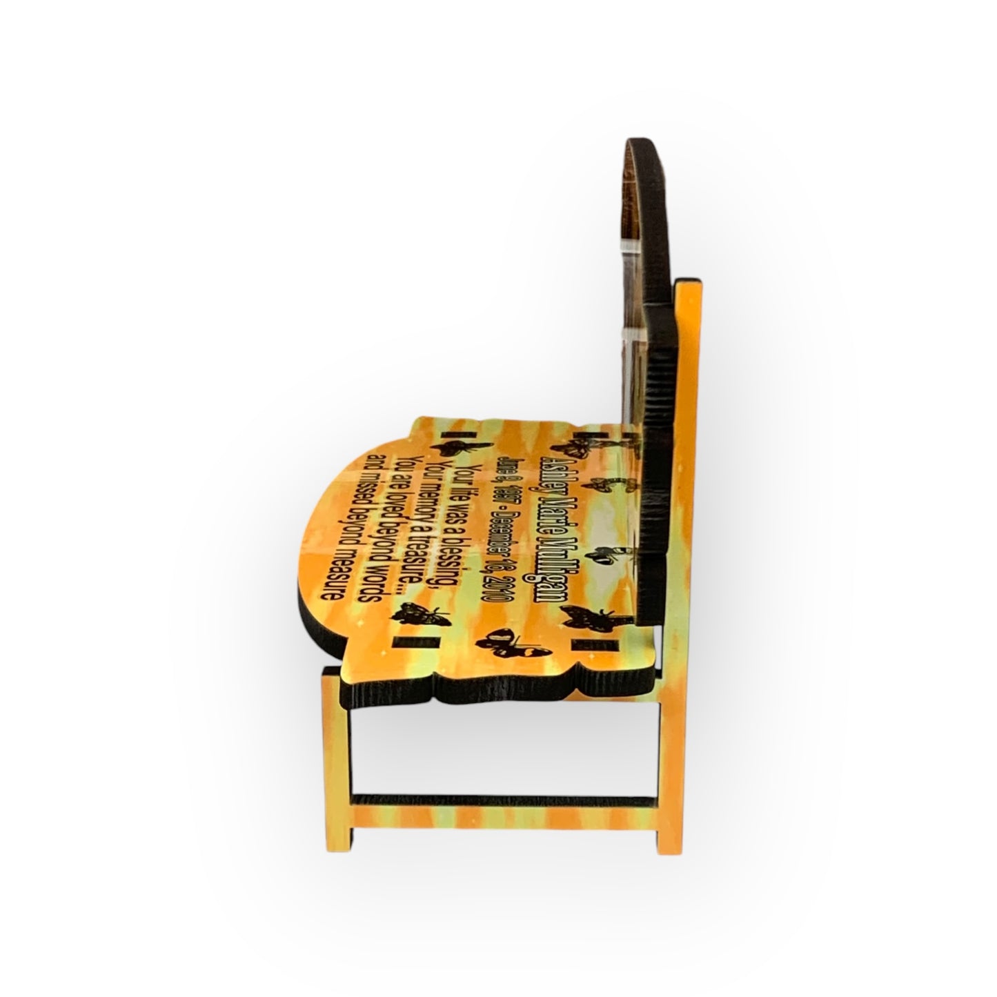 Memorial Bench Yellow with Butterflies