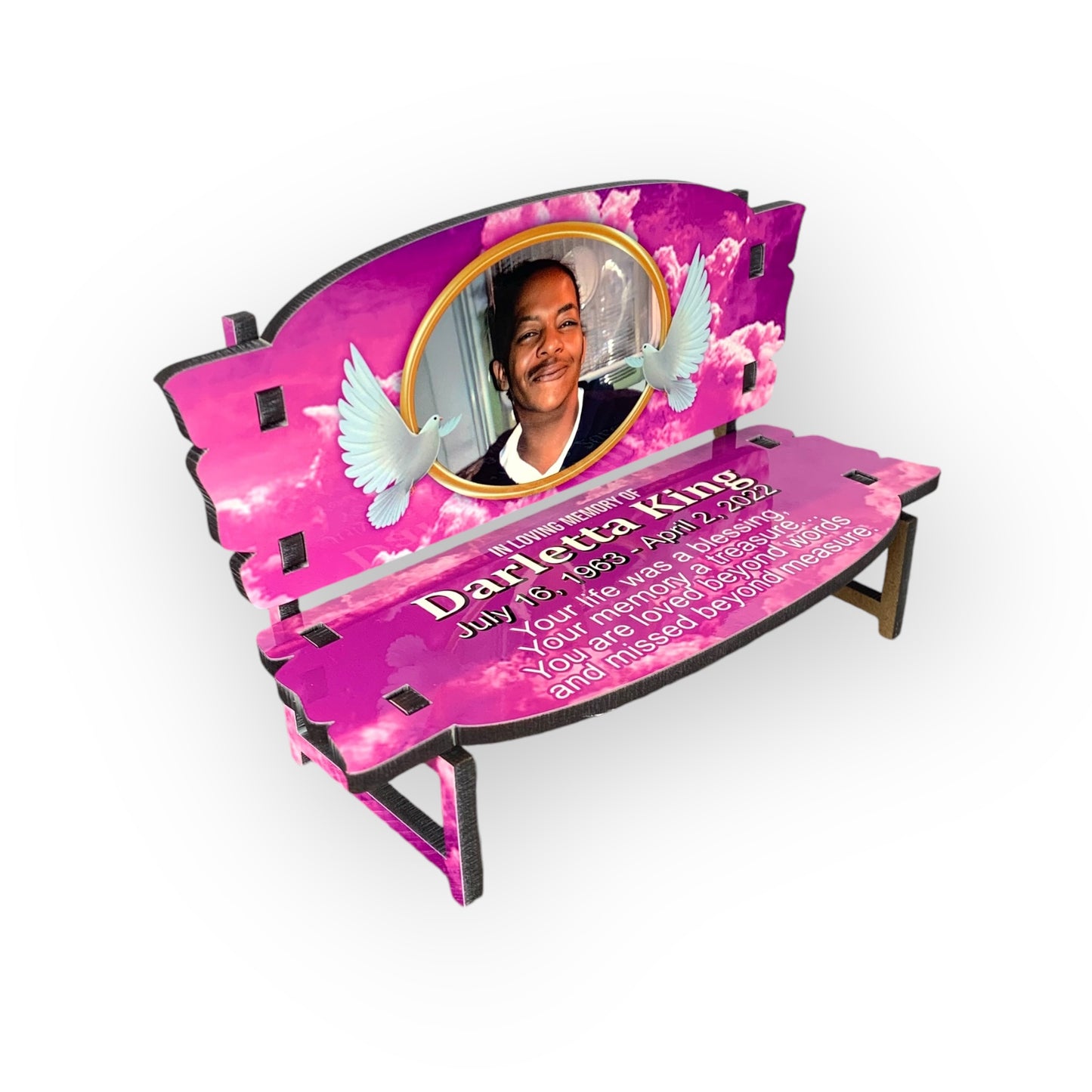 Memorial Bench Purple Clouds