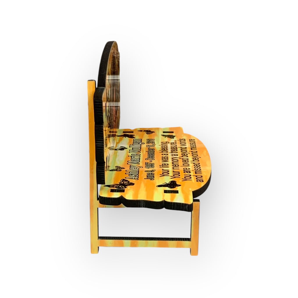 Custom Yellow Butterfly Memorial Bench