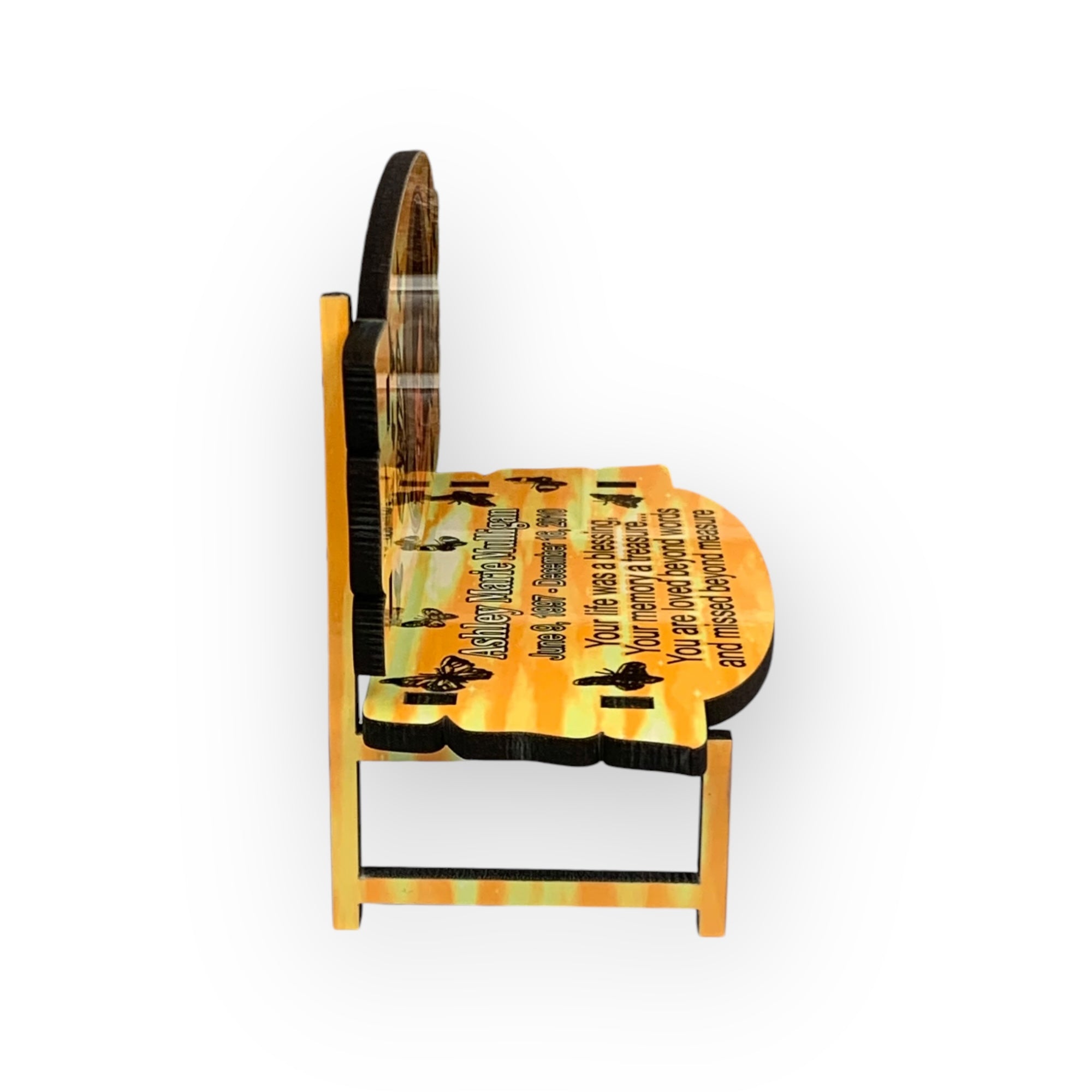 Custom Yellow Butterfly Memorial Bench