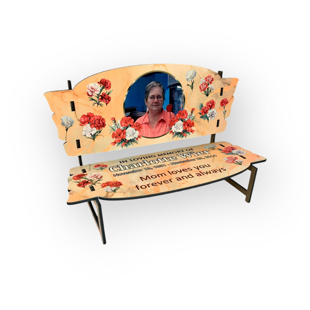 Memorial Bench Carnations
