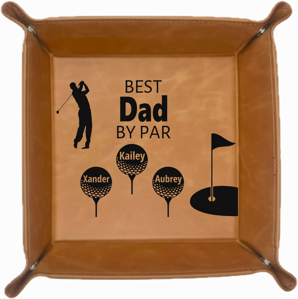 Best Dad by Par - Premium Leatherette Valet Tray