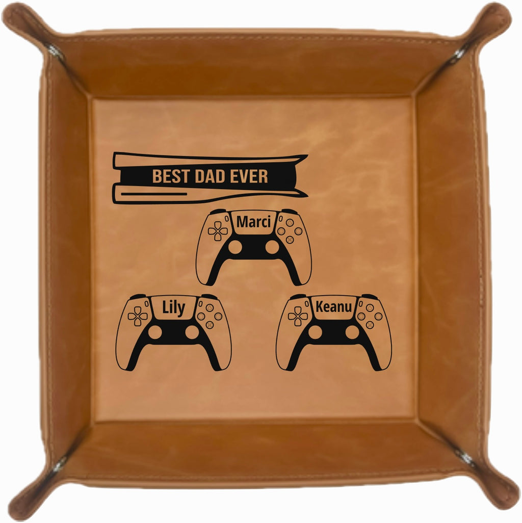 Best Dad Ever Gaming - Premium Leatherette Valet Tray