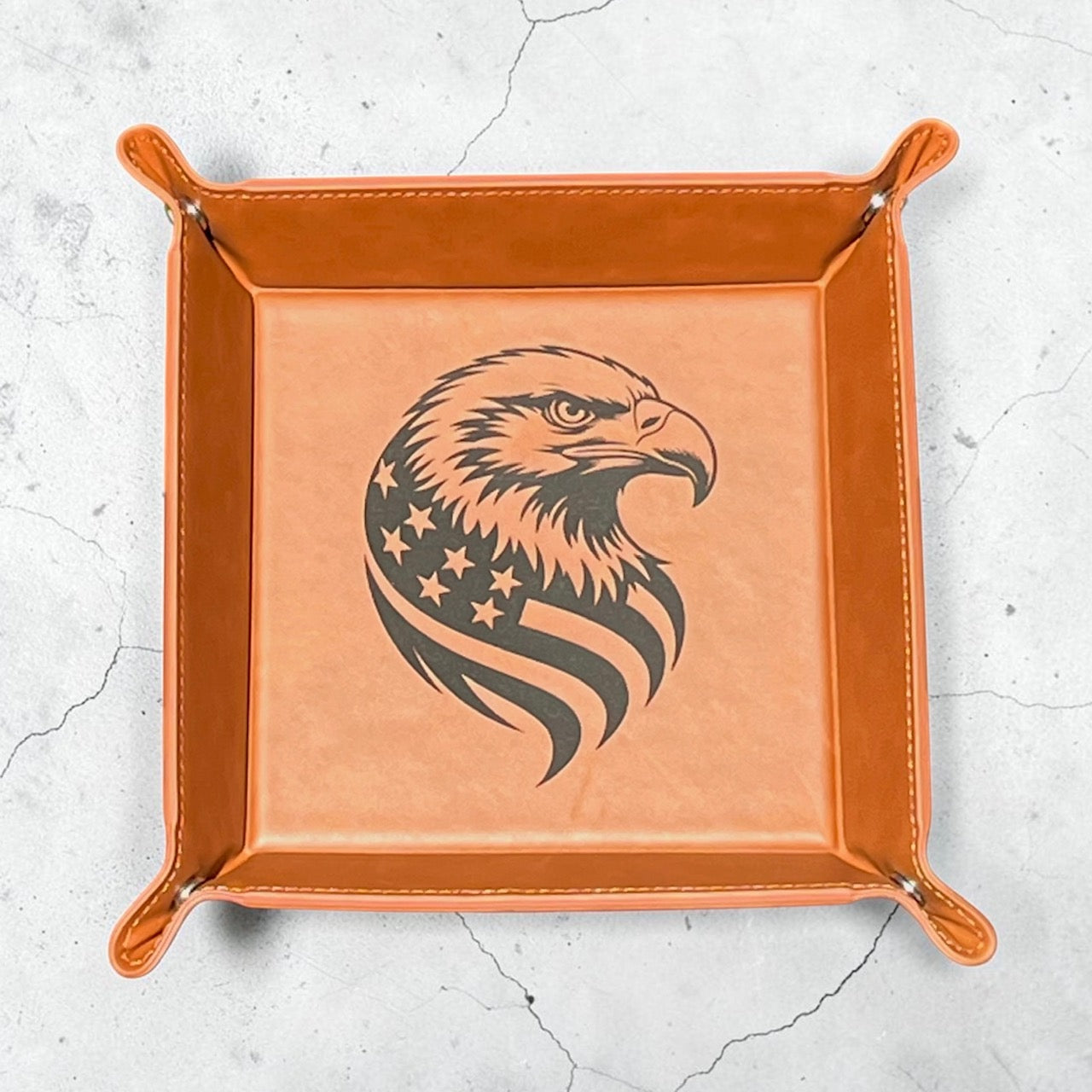 Eagle American Flag PREMIUM Leatherette Valet Tray