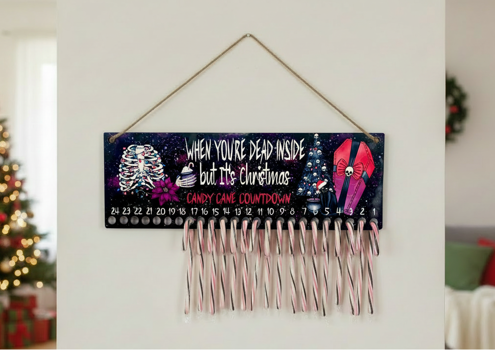 Gothic Christmas Sign on Living Room Wall