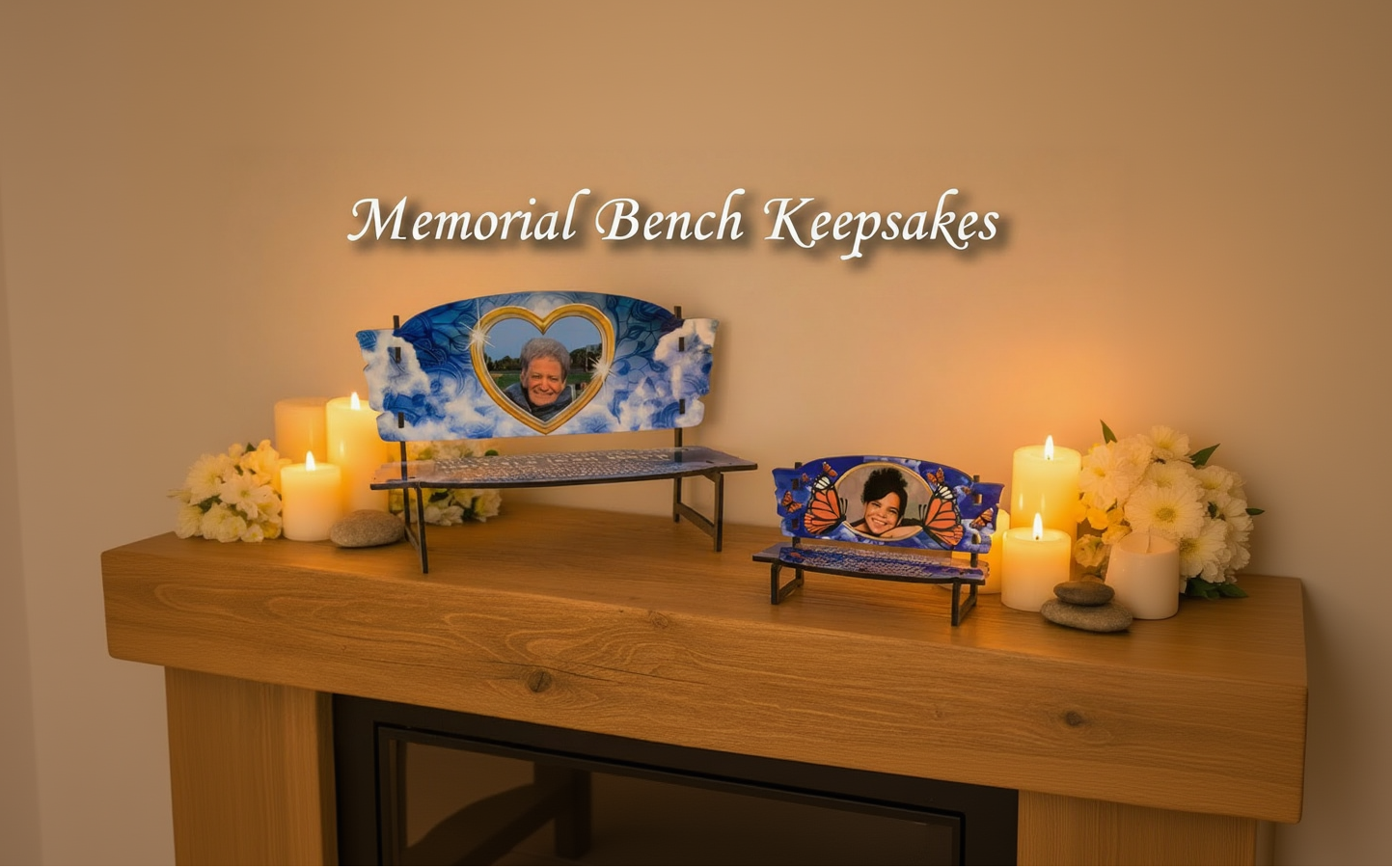 Memorial Bench Keepsakes - White Text