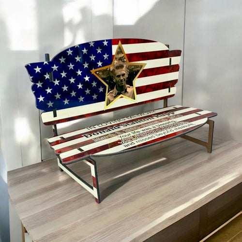 Custom American Flag Memorial Bench