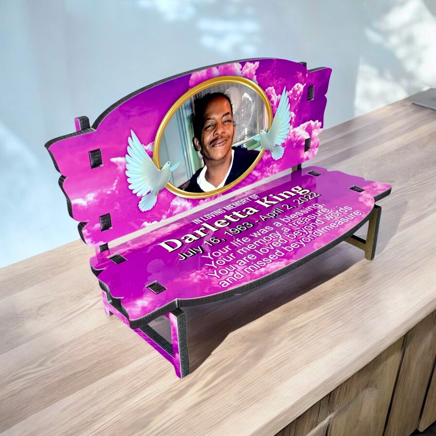 Memorial Bench Purple Clouds