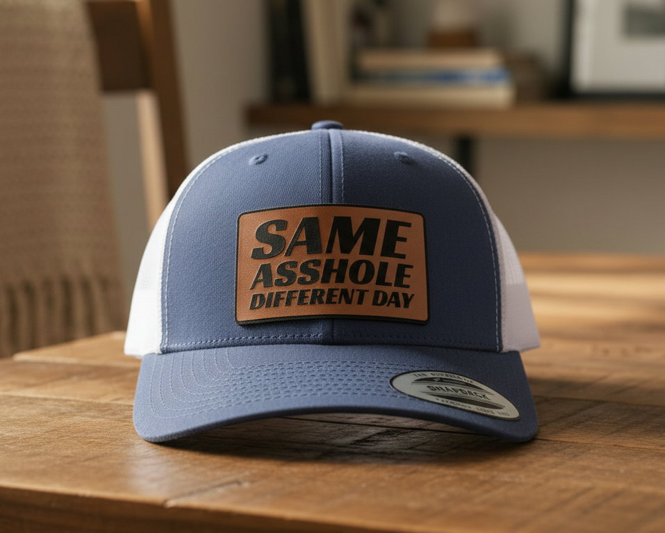 Navy White Mesh Hat - zoomed in