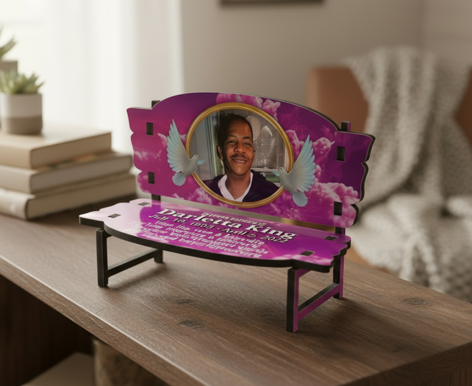Purple Clouds Memorial Bench - slightly zoomed