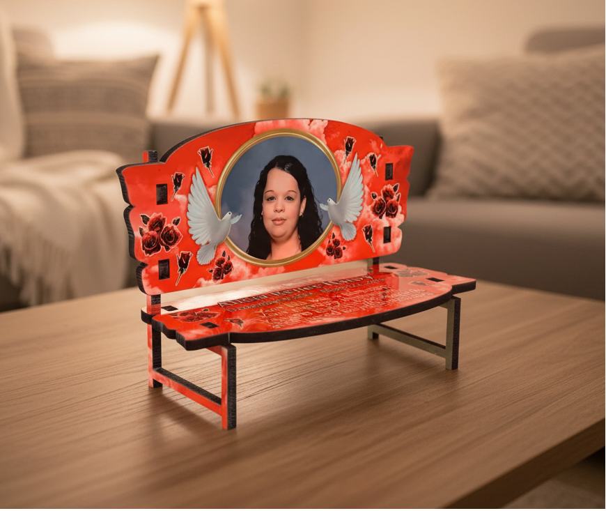 Red Clouds Roses Memorial Bench - cozy home interior