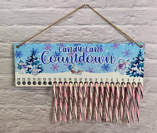 Snowmen and Snowflakes Candy Cane Countdown Sign