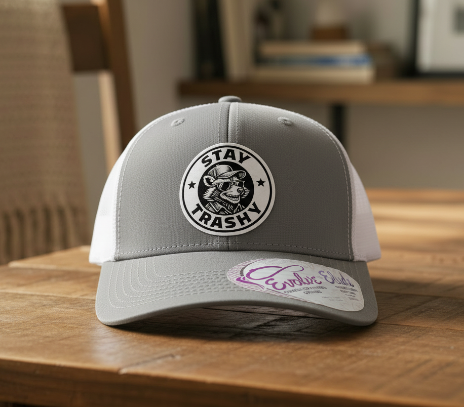 Stay Trashy Hat - table background